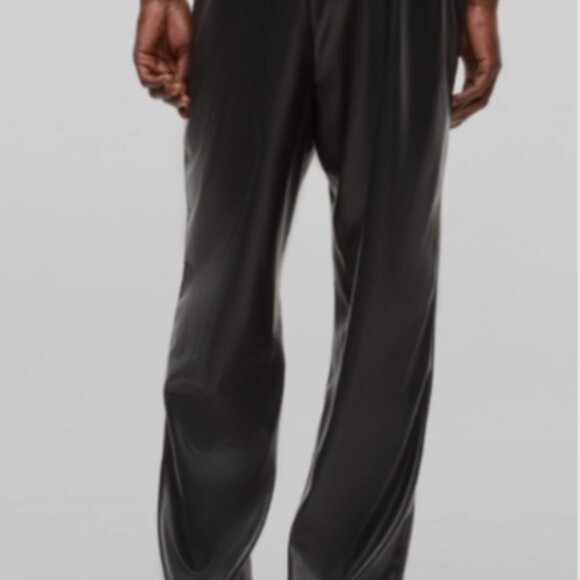 Mode of One Mens Relaxed Fit Faux Leather Pull On Pants in Deep Black Size S - Picture 3 of 8